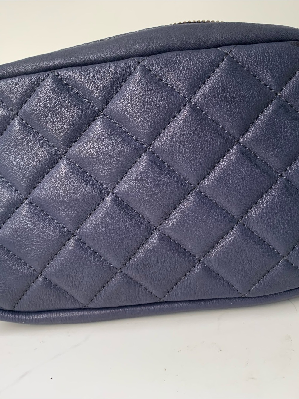 HOBO Quilted Navy Blue Leather Crossbody Pouch